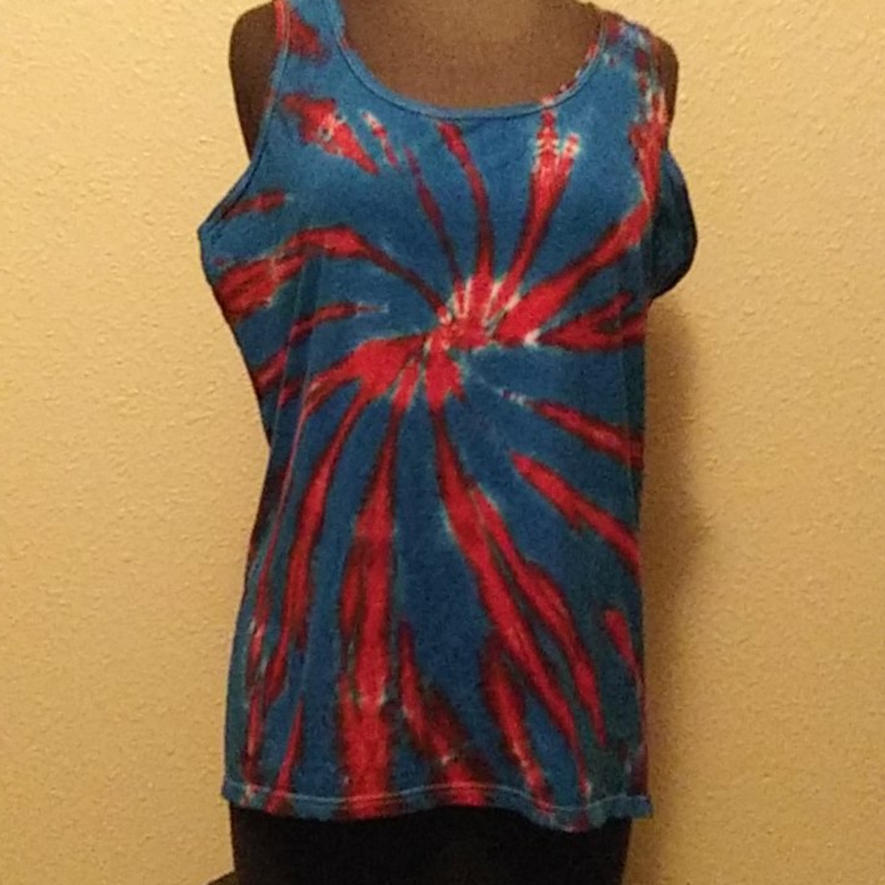 Tie Dye Tank Top Red, White & Blue